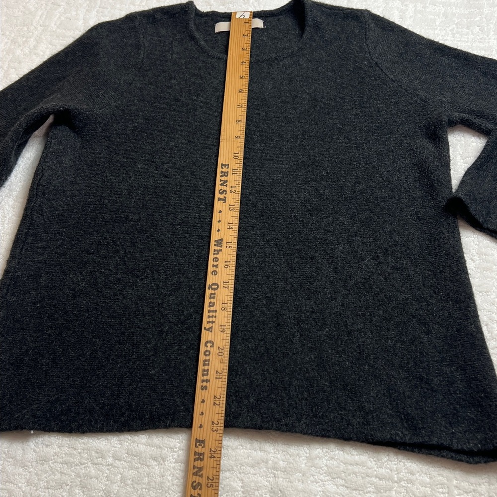 Loft charcoal gray wool blend pullover sweater 3/4 bell sleeves M - Picture 7 of 9